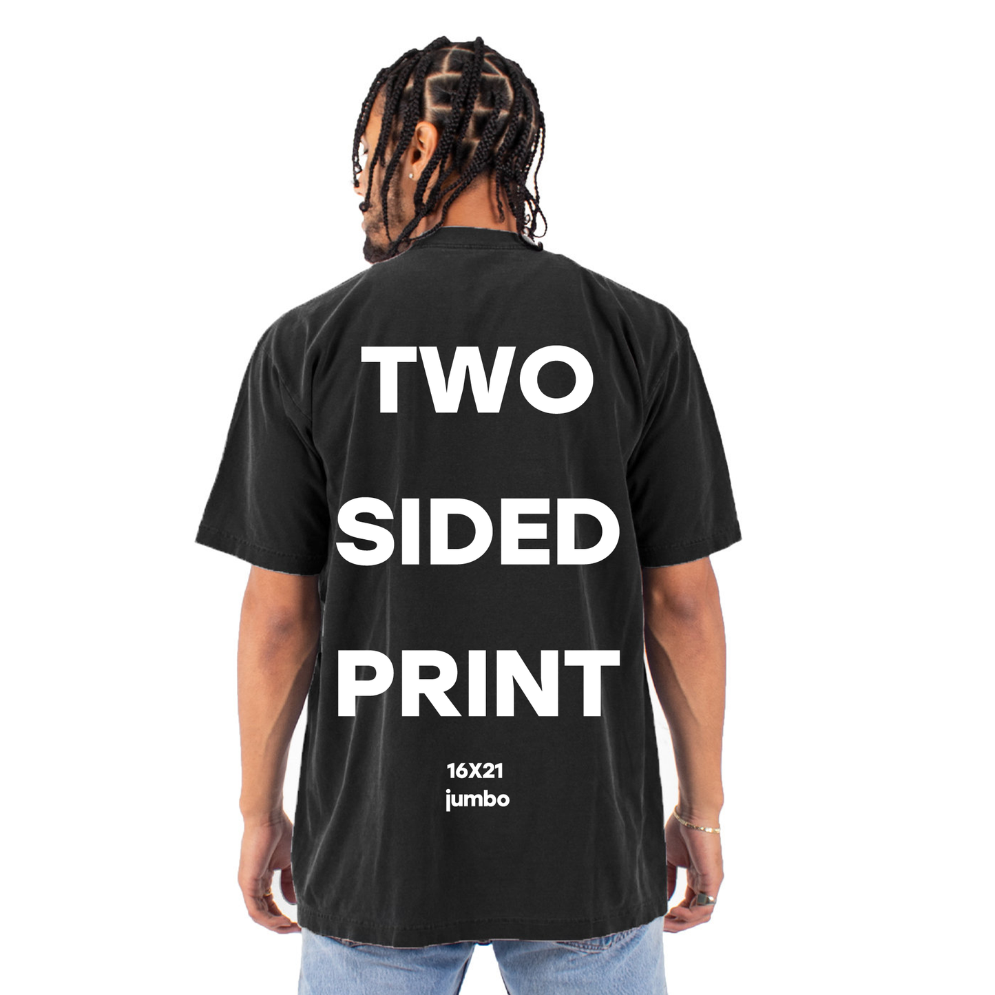 DTG Front + Back Sample Jumbo (16x21) on Shakawear Active Crewneck T-Shirt