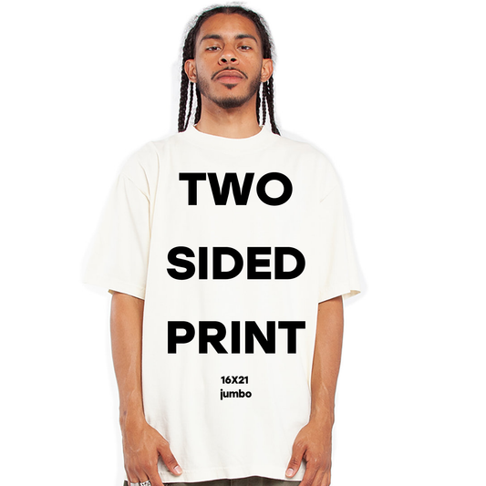 DTG  Front + Back Sample Jumbo (16x21)  on Shakawear Active Crewneck T-Shirt